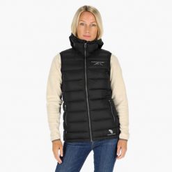 Kamizelka turystyczna damska Swedemount Östersund Down Vest wodoodporna. Czarne kamizelki damskie SWEDEMOUNT, bez wzorów, z puchu, bez kaptura. Za 399.99 zł.