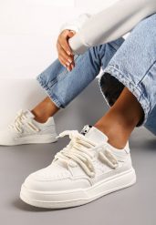 Beżowe Sneakersy Ozdobione Naszywką z Pandą i Szerokimi Sznurówkami Wannia. Brązowe obuwie sportowe damskie Renee, bez zapięcia. Za 79.99 zł.
