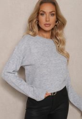 Jasnoniebieski Sweter z Domieszką Wełny Torissia. Niebieskie swetry klasyczne damskie Renee, na zimę, z wełny, bez kołnierzyka. Za 129.99 zł.