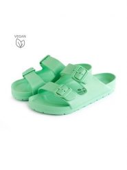 Avispas Klapki "Coachella" w kolorze zielonym rozmiar: 37. Zielone klapki damskie Avispas, bez wzorów, z otwartym noskiem, bez obcasa, bez zapięcia. Za 73.99 zł.