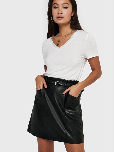ONLY Spódnica z imitacji skóry Heidi 15229099 Czarny Regular Fit. Czarne spódnice damskie Only, xs, bez wzorów, ze skóry. Za 139.99 zł.