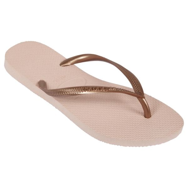 Japonki damskie Havaianas Slim. Czerwone klapki damskie Havaianas, bez wzorów, z kauczuku, bez obcasa, bez zapięcia. W wyprzedaży za 99.99 zł.