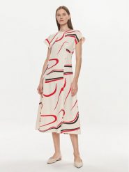 Tommy Hilfiger Sukienka codzienna WW0WW42031 Beżowy Relaxed Fit. Brązowe sukienki damskie Tommy Hilfiger, bez wzorów, ze lnu, bez ramiączek. Za 499.99 zł.
