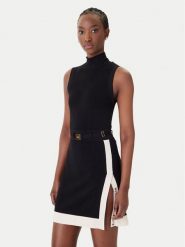 Elisabetta Franchi Sukienka dzianinowa AM-02S-61E2-V390 Czarny Regular Fit. Czarne sukienki damskie Elisabetta Franchi, bez wzorów, z dzianiny, bez ramiączek. Za 1,659.00 zł.