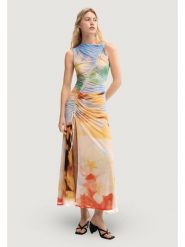 Desigual Sukienka codzienna VEST_JADE Pomarańczowy Egg Fit. Brązowe sukienki damskie Desigual, bez wzorów, bez ramiączek. Za 639.99 zł.