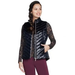 Kamizelka turystyczna damska GO Shield Shine Vest. Czarne kamizelki damskie Skechers, l, bez wzorów, z poliesteru, bez kaptura. Za 249.99 zł.