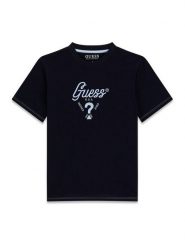 Guess T-Shirt L6GI06 K8HM4 Granatowy Relaxed Fit. Niebieskie t-shirty i koszulki chłopięce Guess, z aplikacjami, z bawełny, bez kołnierzyka, bez ramiączek. Za 94.99 zł.