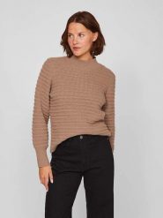 Vila Sweter w kolorze brązowym rozmiar: XL. Brązowe swetry klasyczne damskie Vila, xl, ze splotem, bez kołnierzyka. Za 52.79 zł.