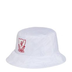 Kapelusz typu bucket Liverpool FC. Białe kapelusze damskie Adidas, bez wzorów, z materiału, sportowe. Za 119.00 zł.