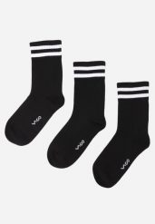 Czarne 3-pack Skarpety za Kostkę z Bawełną i Ozdobnymi Paskami Jellik. Czarne skarpetki damskie Renee, bez wzorów, z bawełny. Za 29.99 zł.