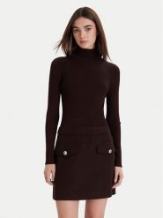 Morgan Sukienka dzianinowa 242-REGOYA Brązowy Slim Fit. Brązowe sukienki damskie Morgan, bez wzorów, z dzianiny, bez ramiączek. Za 439.99 zł.