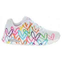 Damskie obuwie sportowe chodzenie Skechers Uno Highlight Love, Biały. Białe obuwie sportowe casual damskie Skechers, z materiału, trekkingowe. Za 486.00 zł.