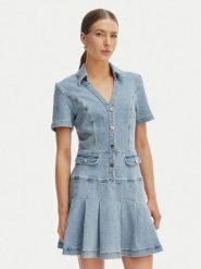 Morgan Sukienka jeansowa 251-RTALA Błękitny Slim Fit. Niebieskie sukienki damskie Morgan, bez wzorów, z bawełny, bez ramiączek. Za 399.99 zł.