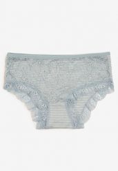 Jasnoniebieskie Bawełniane Majtki Figi z Koronką Wexne. Niebieskie figi Born2be, bez wzorów, z bawełny. Za 4.99 zł.