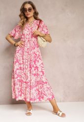 Różowa Sukienka Humina. Czerwone sukienki damskie Renee, bez wzorów, z wiskozy, eleganckie, bez ramiączek. W wyprzedaży za 50.99 zł.