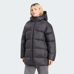 Puchowa kurtka parka Z.N.E. Czarne kurtki damskie Adidas, l, z materiału, bez kaptura. Za 1,229.00 zł.
