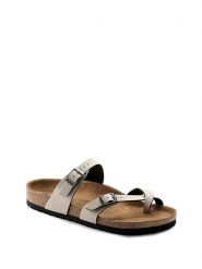 Birkenstock Japonki w kolorze szarym rozmiar: 39. Szare klapki damskie Birkenstock, bez wzorów, z materiału, z otwartym noskiem, bez obcasa, bez zapięcia. Za 157.35 zł.