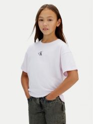 Calvin Klein Jeans T-Shirt Logo IG0IG02136 Różowy Boxy Fit. Czerwone koszulki i t-shirty dziewczęce Calvin Klein Jeans, bez wzorów, z bawełny, bez kołnierzyka, bez ramiączek. Za 99.99 zł.