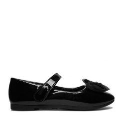 Baleriny JENNY. Czarne baleriny dziewczęce Jenny, bez wzorów, bez obcasa, bez zapięcia. Za 79.99 zł.