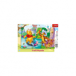 Trefl Puzzle ramkowe 15 el. Kubuś Puchatek Wyprawa po skarb. Brązowe bez kategorii Trefl, z motywem z bajki. Za 9.89 zł.