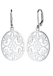 Elli Damski ornament kwiatowy ze srebra próby 925 Sterling Silver Kolczyki 1 ct. Szare kolczyki damskie Elli, metalowe. Za 303.99 zł.