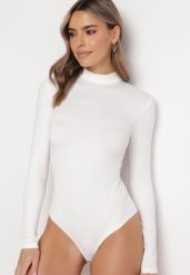 Białe Body z Półgolfem i Długimi Rękawami Gavaba. Białe body i gorsety Born2be, bez wzorów. Za 79.99 zł.
