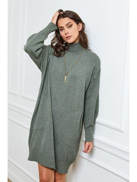 Joséfine Sukienka dzianinowa "Halof" w kolorze khaki rozmiar: S. Brązowe sukienki damskie Joséfine, bez wzorów, z dzianiny, bez ramiączek. Za 195.99 zł.