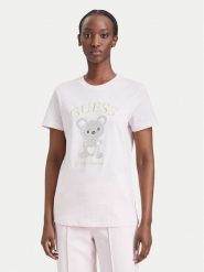 Guess T-Shirt V6BI28 K9360 Różowy jasny Regular Fit. Czerwone t-shirty damskie Guess, xl, z aplikacjami, z bawełny, bez kołnierzyka. Za 234.99 zł.