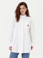 Tommy Jeans Koszula DW0DW20289 Biały Oversize. Białe koszule damskie Tommy Jeans, xxs, bez wzorów, z bawełny, bez kołnierzyka, bez ramiączek. Za 269.99 zł.