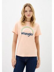 Wrangler Koszulka w kolorze pomarańczowym rozmiar: M. Pomarańczowe bluzki damskie Wrangler, m, bez wzorów, z bawełny, bez kołnierzyka, bez ramiączek. Za 83.42 zł.