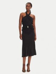 Elisabetta Franchi Sukienka koktajlowa AB-719-52E2-V560 Czarny Regular Fit. Czarne sukienki damskie Elisabetta Franchi, bez wzorów, z wiskozy, wizytowe, bez ramiączek. Za 2,389.00 zł.