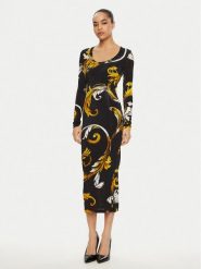 Versace Jeans Couture Sukienka codzienna 78HAO920 JS471 Czarny Regular Fit. Czarne sukienki damskie Versace Jeans Couture, bez wzorów, z jeansu, bez ramiączek. Za 739.99 zł.
