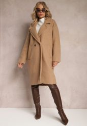 Brązowy Dwurzędowy Płaszcz Oversize z Wełną Spolete. Brązowe płaszcze damskie Renee, bez wzorów, z wełny, bez kaptura. Za 289.99 zł.