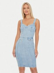 Guess Sukienka jeansowa Lidia W4YK02 D5DX2 Niebieski Slim Fit. Niebieskie sukienki damskie Guess, z aplikacjami, z bawełny, bez ramiączek. Za 469.99 zł.