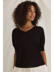 Cotton Candy Koszulka "Helay" w kolorze czarnym rozmiar: M. Czarne koszulki damskie Cotton Candy, m, bez wzorów, z asymetrycznym kołnierzem, bez ramiączek. Za 114.44 zł.
