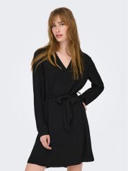 JDY Sukienka codzienna 15300554 Czarny Regular Fit. Czarne sukienki damskie JDY, bez wzorów, z syntetyku, bez ramiączek. Za 89.99 zł.