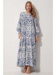 Happiness Istanbul Sukienka w kolorze niebiesko-białym rozmiar: 40. Białe sukienki damskie Happiness Istanbul, bez wzorów, z wiskozy, bez ramiączek. Za 82.64 zł.