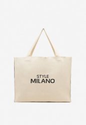 Beżowa Torebka o Modelu Shopper z Suwakiem i Napisem Salisella. Brązowe shopper bag Renee, bez wzorów, bez dodatków. Za 59.99 zł.