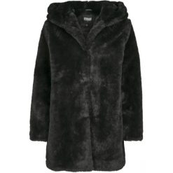 Parka damska w dużych rozmiarach Urban Classic hooded teddy coat. Czarne parki damskie Urban Classics, na zimę, z kapturem. Za 382.90 zł.