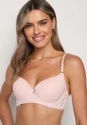 Różowy Biustonosz Typu Full Cup z Koronką i Usztywnionymi Miseczkami Luetta. Czerwone biustonosze Born2be, bez wzorów, z koronki. Za 34.99 zł.