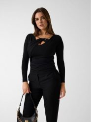 Marciano Guess Bluzka 6RGP06 6257A Czarny Slim Fit. Czarne bluzki damskie Marciano Guess, s, z aplikacjami, z syntetyku, bez kołnierzyka, bez ramiączek. Za 559.99 zł.