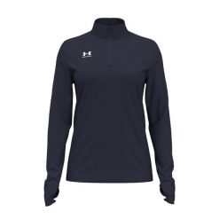 Damska koszulka z długim rękawem i zamkiem błyskawicznym 1/4 Under Armour Challe. Białe koszulki damskie Under Armour, bez wzorów, bez kołnierzyka, bez ramiączek. Za 276.50 zł.