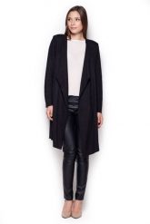 Czarny Sweter - Narzutka z wolnymi Połami. Czarne kardigany damskie Figl, l, bez wzorów, z elastanu. Za 239.00 zł.