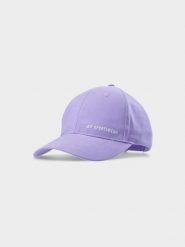 4F Czapka z daszkiem strapback damska - fioletowa S. Fioletowe czapki z daszkiem damskie 4F, na lato, bez wzorów, z bawełny. W wyprzedaży za 29.99 zł.