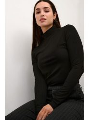 Kaffe Koszulka w kolorze czarnym rozmiar: XL. Czarne koszulki damskie Kaffe, xl, bez wzorów, prążkowane, bez kołnierzyka, bez ramiączek. Za 83.62 zł.