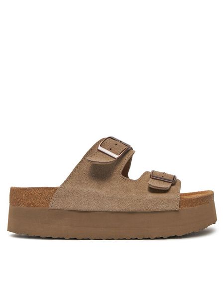 DeeZee Klapki DZ-C1 Brązowy. Brązowe klapki damskie DeeZee, bez wzorów, ze skóry, bez obcasa, bez zapięcia. Za 159.99 zł.