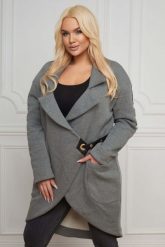 Ciepły dresowy płaszcz/bluza Marita w odcieniach szarości PLUS SIZE XXL WIOSNA. Szare bluzy damskie Moda Size Plus Iwanek, na wiosnę, l, bez wzorów, z bawełny, bez kaptura. W wyprzedaży za 149.90 zł.