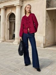 Jeansy wide leg - granatowy. Niebieskie jeansy damskie Sinsay. Za 69.99 zł.