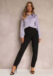 Czarne Spodnie Garniturowe High Waist z Paskiem Wenus. Czarne spodnie materiałowe damskie Renee, bez wzorów, z jeansu. Za 79.99 zł.
