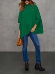 LA Angels Sweter w kolorze zielonym rozmiar: L. Zielone swetry klasyczne damskie LA Angels, l, z asymetrycznym kołnierzem. Za 126.99 zł.